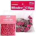 JAM Paper Colored Office Desk Supplies Bundle, Pink, Paper Clips & Binder Clips, 1 Pack of Each, 2/p