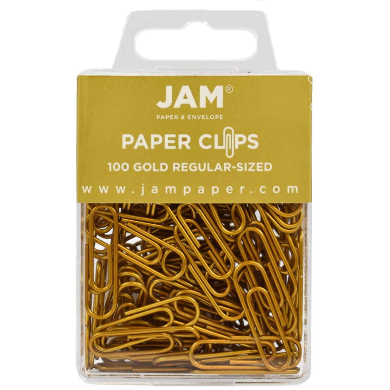 JAM Paper Small Paper Clips, Gold, 100/pack (21832058)