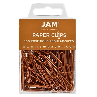 JAM Paper® Colored Standard Paper Clips, Small, Rose Gold Paperclips 100/pack (21832057)