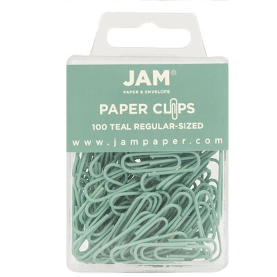 JAM Paper Small Paper Clips, Teal, 2 Packs of 100 (21832064a)