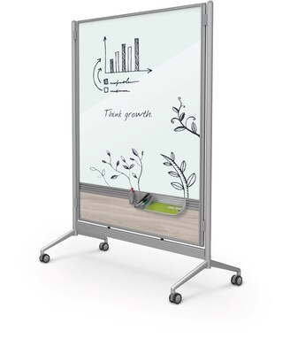 Balt D.O.C. Glass Room Divider, Silver Aluminum Frame, 58 x 46.3 (8201D-8201)