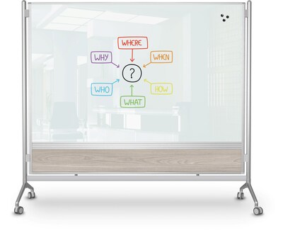 Balt D.O.C. Glass Room Divider, Silver Aluminum Frame, 58" x 69.6" (8201G-8201)