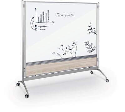 Balt D.O.C. Glass Room Divider, Silver Aluminum Frame, 58 x 69.6 (8201G-8201)