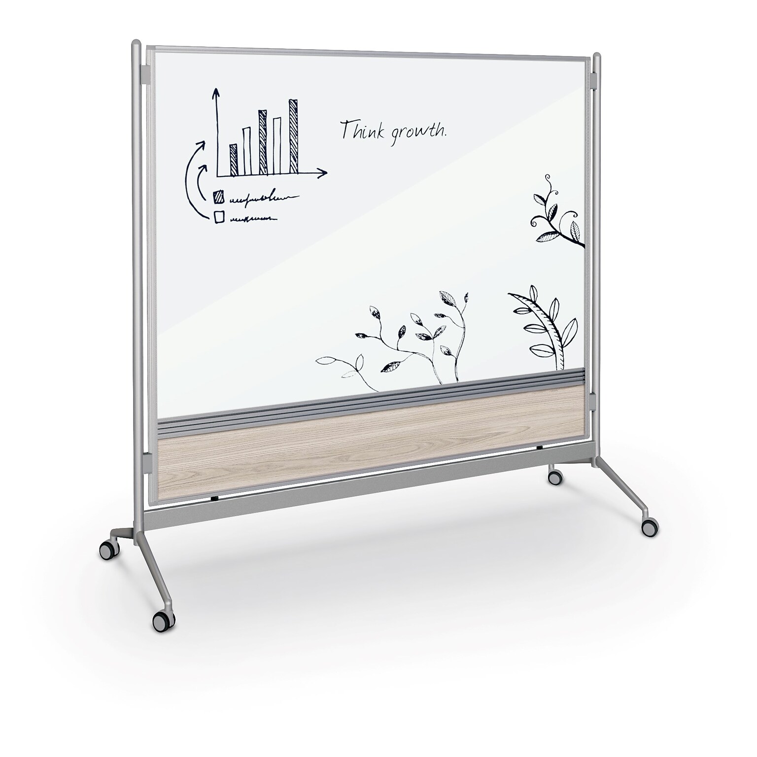 Balt D.O.C. Glass Room Divider, Silver Aluminum Frame, 58 x 69.6 (8201G-8201)