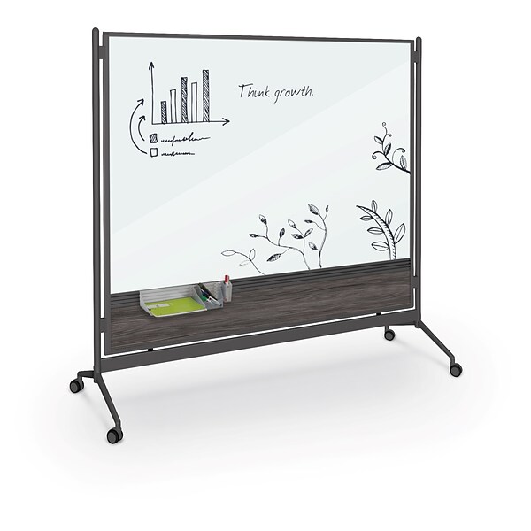 Balt D.O.C. Glass Room Divider, Black Aluminum Frame, 58 x 69.6 (8221G-7998)