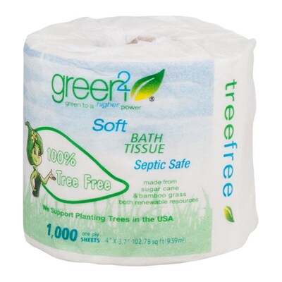 Green2® Tree Free Bath Tissue, 1 ply, 1000 sheet, single roll, 96 count