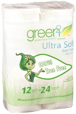 Green2® Tree Free Ultra Soft Bath Tissue, 300 2 ply Sheet, 12 rolls/pk, 96 count