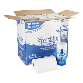 Sparkle Professional Series Perforated Kitchen Paper Towel Roll, 2-Ply, 70 Towels/Roll, 30 Rolls/Car
