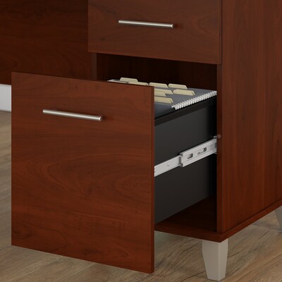 Bush Furniture Somerset 60"W L Shaped Desk with Storage, Hansen Cherry (WC81730K)