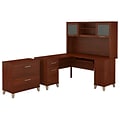 Bush Furniture Somerset 60W L Shaped Desk with Hutch and Lateral File Cabinet, Hansen Cherry (SET008