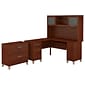 Bush Furniture Somerset 60"W L Shaped Desk with Hutch and Lateral File Cabinet, Hansen Cherry (SET008HC)