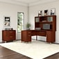 Bush Furniture Somerset 60W L Shaped Desk with Hutch and Lateral File Cabinet, Hansen Cherry (SET008