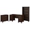 Bush Furniture Somerset 60W Office Desk with Lateral File Cabinet and 5 Shelf Bookcase, Mocha Cherr