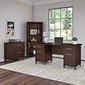 Bush Furniture Somerset 60"W Office Desk with Lateral File Cabinet and 5 Shelf Bookcase, Mocha Cherry (SET013MR)