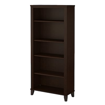 Bush Furniture Somerset 65.21 5-Shelf Bookcase with Adjustable Shelves, Mocha Cherry Laminate (WC81