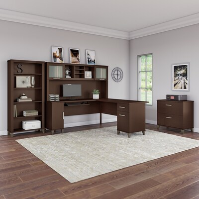 Bush Furniture Somerset 65.21" 5-Shelf Bookcase with Adjustable Shelves, Mocha Cherry Laminate (WC81865)