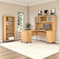 Bush Furniture Somerset 60"W L Shaped Desk with Hutch and 5 Shelf Bookcase, Maple Cross (SET010MC)