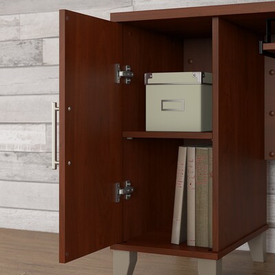 Bush Furniture Somerset 60"W L Shaped Desk with Hutch and 5 Shelf Bookcase, Hansen Cherry (SET010HC)