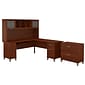 Bush Furniture Somerset 72"W L Shaped Desk with Hutch and Lateral File Cabinet, Hansen Cherry (SET009HC)