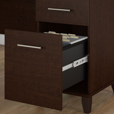 Bush Furniture Somerset 72"W L-Shaped Desk with Hutch and 5 Shelf Bookcase, Mocha Cherry (SET011MR)