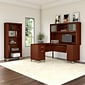 Bush Furniture Somerset 60"W L Shaped Desk with Hutch and 5 Shelf Bookcase, Hansen Cherry (SET010HC)