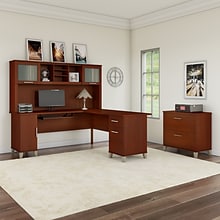Bush Furniture Somerset 72W L Shaped Desk with Hutch and Lateral File Cabinet, Hansen Cherry (SET00