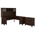 Bush Furniture Somerset 72W L Shaped Desk with Hutch and Lateral File Cabinet, Mocha Cherry (SET009M
