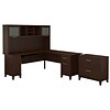 Bush Furniture Somerset 72W L Shaped Desk with Hutch and Lateral File Cabinet, Mocha Cherry (SET009M