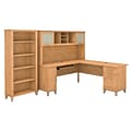 Bush Furniture Somerset 72W L Shaped Desk with Hutch and 5 Shelf Bookcase, Maple Cross (SET011MC)