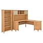Bush Furniture Somerset 72"W L Shaped Desk with Hutch and 5 Shelf Bookcase, Maple Cross (SET011MC)
