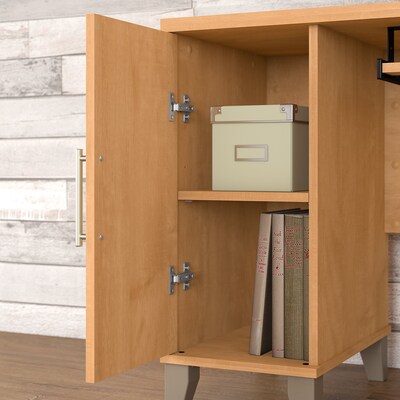 Bush Furniture Somerset 72"W L Shaped Desk with Hutch and 5 Shelf Bookcase, Maple Cross (SET011MC)