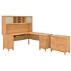 Bush Furniture Somerset 72W L Shaped Desk with Hutch and Lateral File Cabinet, Maple Cross (SET009MC
