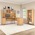 Bush Furniture Somerset 72W L Shaped Desk with Hutch and 5 Shelf Bookcase, Maple Cross (SET011MC)