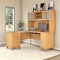 Bush Furniture Somerset 60"W L Shaped Desk with Hutch, Maple Cross (SET002MC)