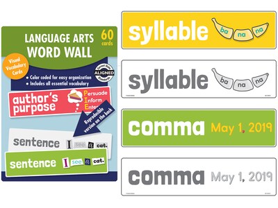Carson-Dellosa Learning Cards Language Arts Word Wall, Grade 1, 60 Cards/Set (145115)