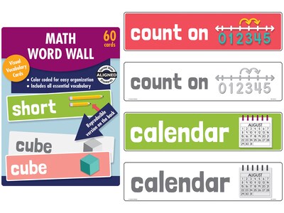 Carson-Dellosa Learning Cards Math Word Wall, Kindergarten, 60 cards/Set (145111)