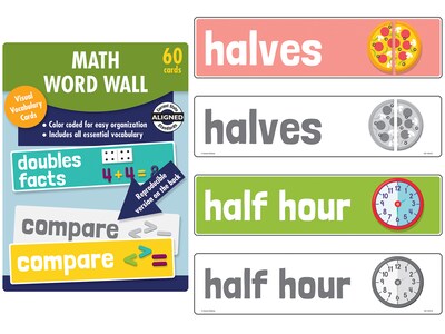 Carson-Dellosa Learning Cards Math Word Wall, Grade 1, 60 Cards/Set (145112)