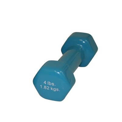 Cando® Vinyl Coated Cast Iron Dumbbell; Light Blue, 4 lb., Individual