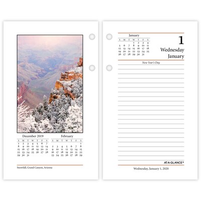 2020 AT-A-GLANCE 3 1/2 x 6 Daily Photographic Loose-Leaf Desk Calendar Refill (E417-50-20)