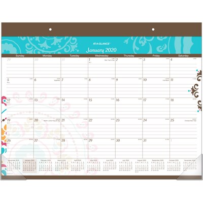 2020 AT-A-GLANCE 22 x 17 Monthly Desk Pad Calendar Suzani (SK17-704-20)