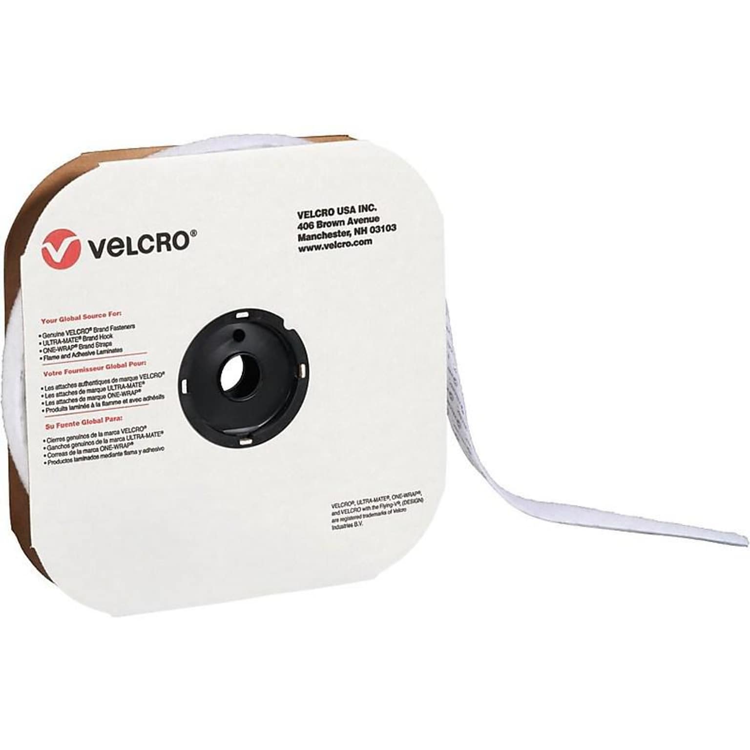 Velcro® Brand 1 x 75 Sticky Back Loop Only Roll, White (VEL136)