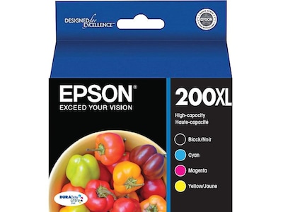 Epson T200XL Black/Cyan/Magenta/Yellow High Yield Ink Cartridge, 4/Pack (T200XL_XCS)