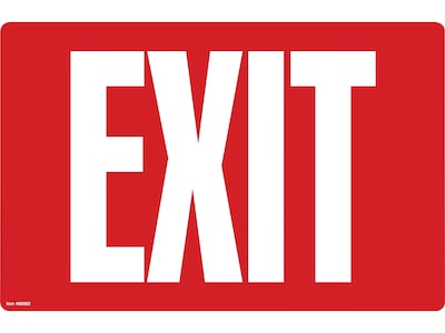 Cosco Exit Indoor Wall Sign, 12L x 8H, Red/White (098052)