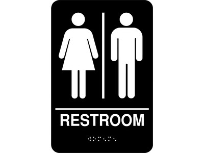 Cosco® Restroom Indoor Door Sign, 5.5L x 8.8H, Black/White (098096)