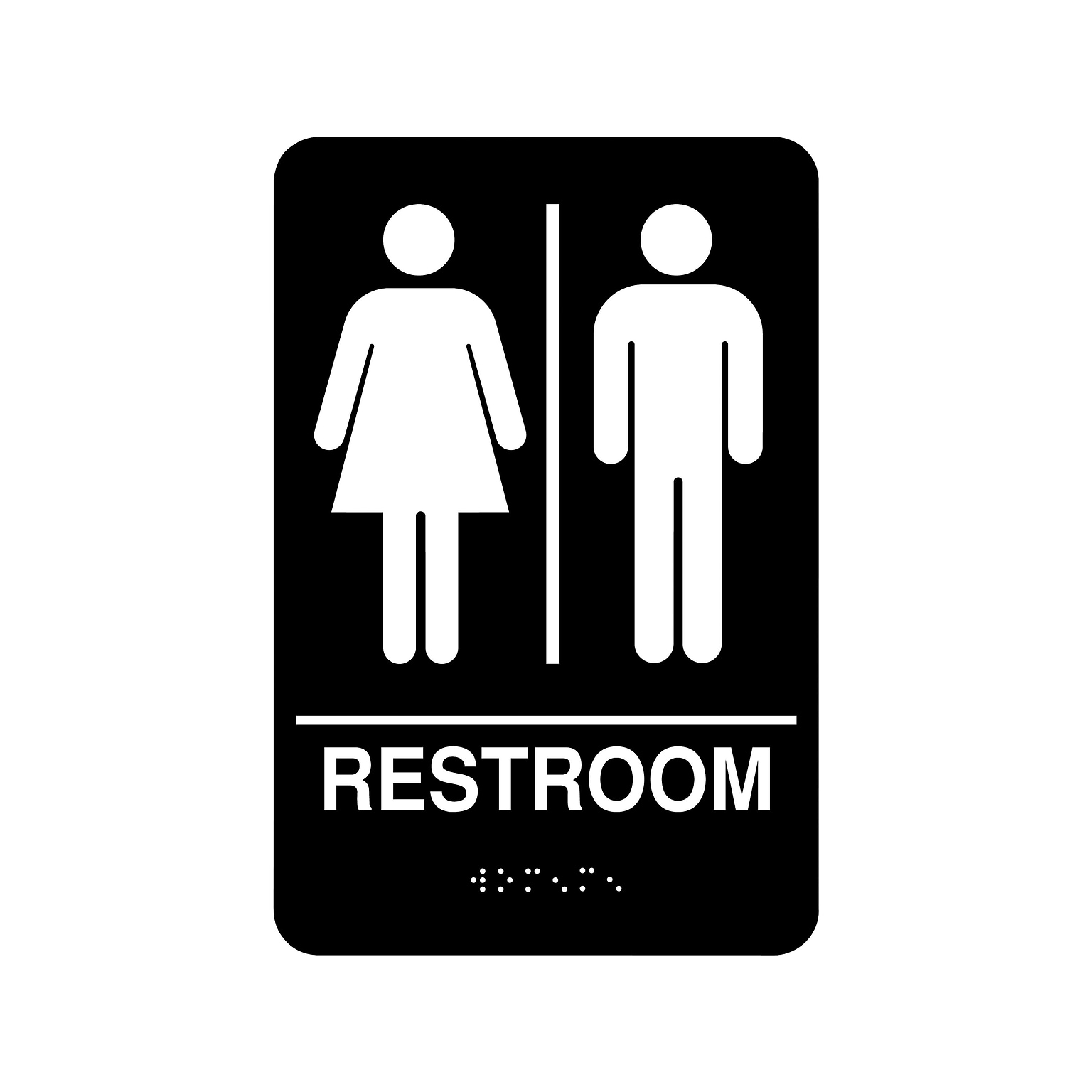 Cosco® Restroom Indoor Door Sign, 5.5L x 8.8H, Black/White (098096)