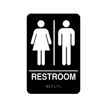 Cosco® Restroom Indoor Door Sign, 5.5L x 8.8H, Black/White (098096)