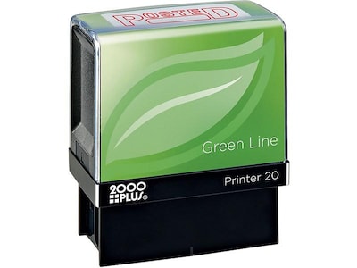 2000 Plus Green Line Pre-Inked Stamp, POSTED, Red Ink (035351)