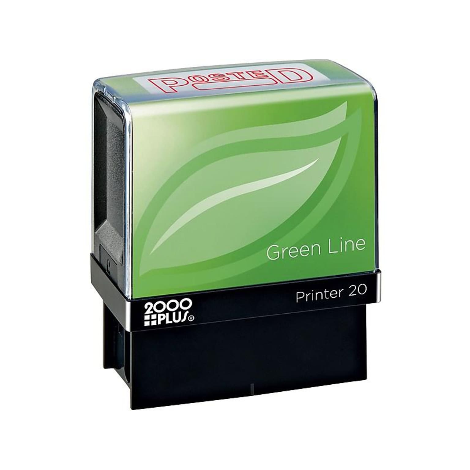 2000 Plus Green Line Pre-Inked Stamp, POSTED, Red Ink (035351)