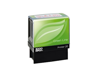 2000 Plus Green Line Pre-Inked Stamp, PAID, Red Ink (098370)