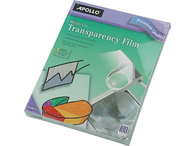 Apollo Write-On Uncoated Transparency Film, 8.5 x 11, 100/Box (W0100C-B)
